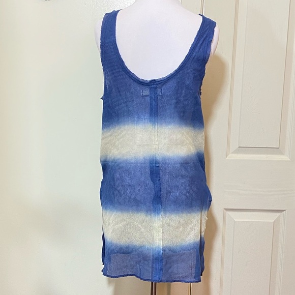 New Free People Joni Maxi Tank Mesh Top Out to Sea Blue Airy Sheer Cover Up - Picture 4 of 5
